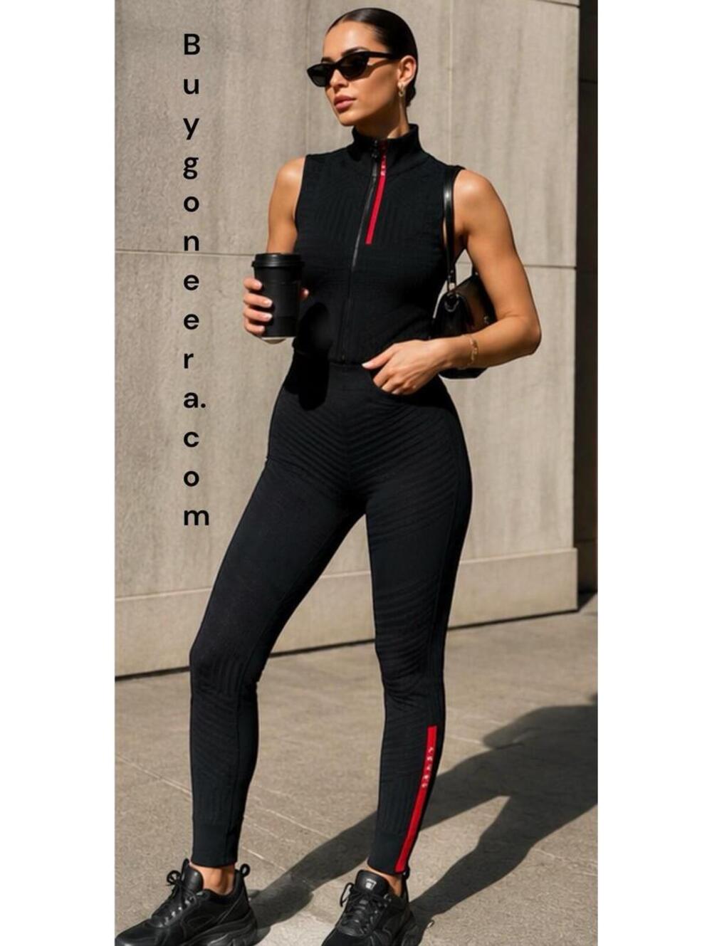 PRADA Linnea Rossa Black Ribbed Leggings ~ Size 38 (US 2-4)